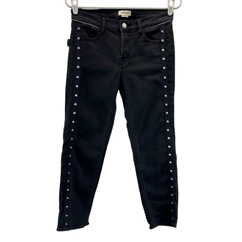 Zadig & Voltaire Elios Spiked Jeans Black Zipper Detail 24